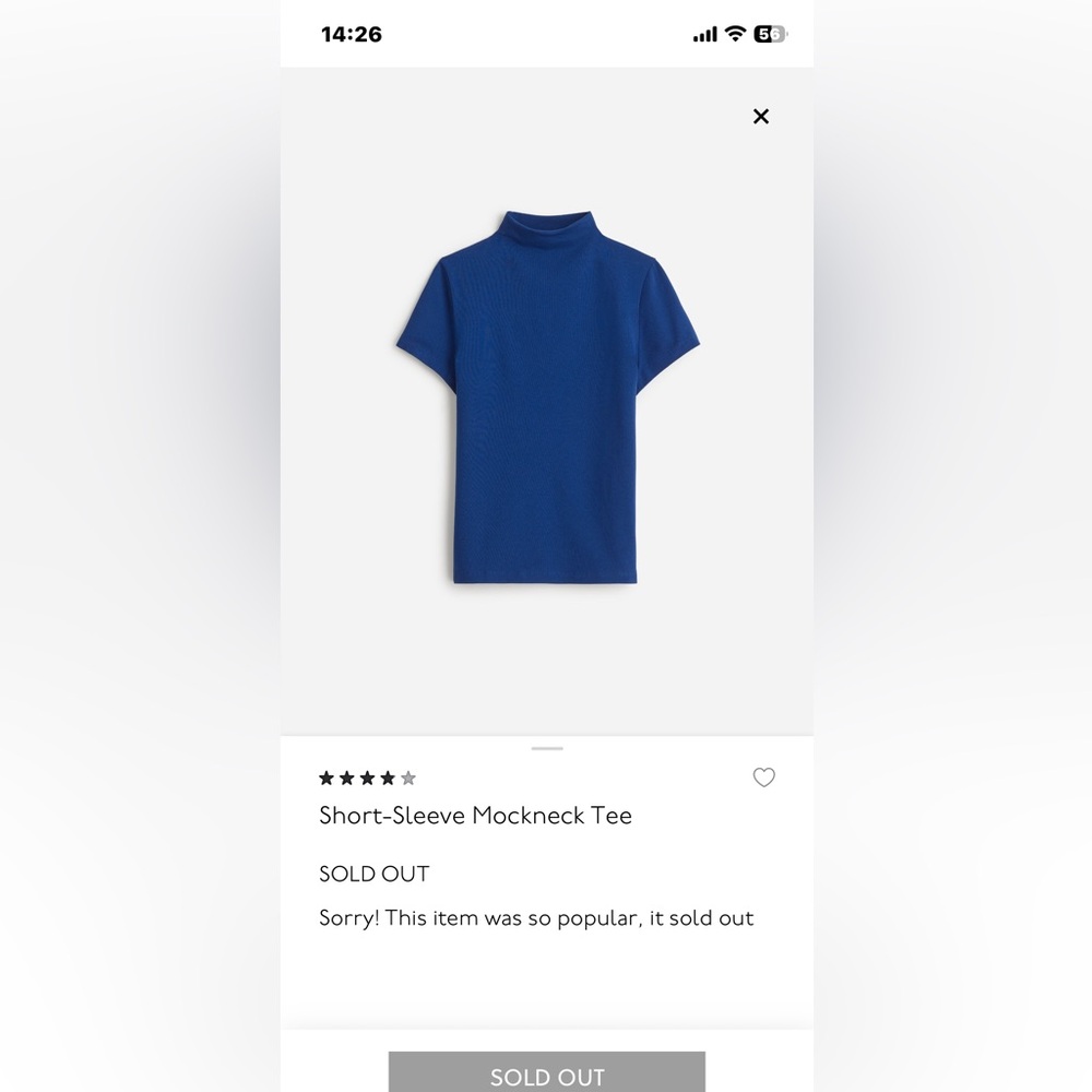 Madewell Blue Short-Sleeve Mockneck Tee